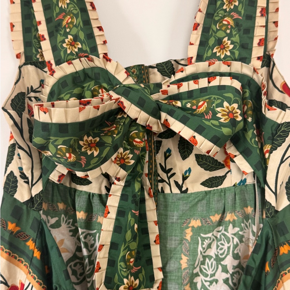 NWT FARM Rio Green & Cream Floral Maxi Skirt with Rust Accents - Picture 3 of 7